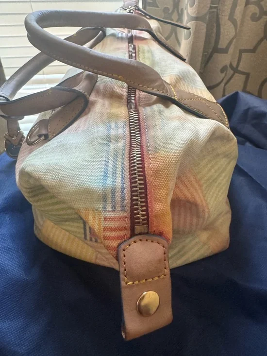 Y2K Dooney and Bourke PatchworkPastel Plaid Women's Handbag with Leather Handles - Picture 8 of 16